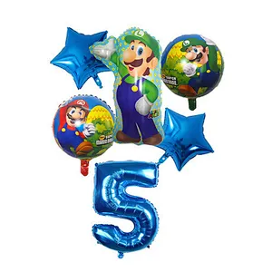 6pcs Super Mario Balloon Latex Mario Bros Balloons For 1 2 3 4 5 6 Birthday Party Decor Baby Shower Lugis Mario Ballons Kids Toy