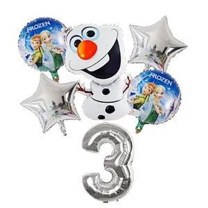 6Pcs Elsa Disney Frozen Princess Helium Balloons Number Baby Shower Girl Foil Globos Birthday Party Decorations Kids Toys Gift