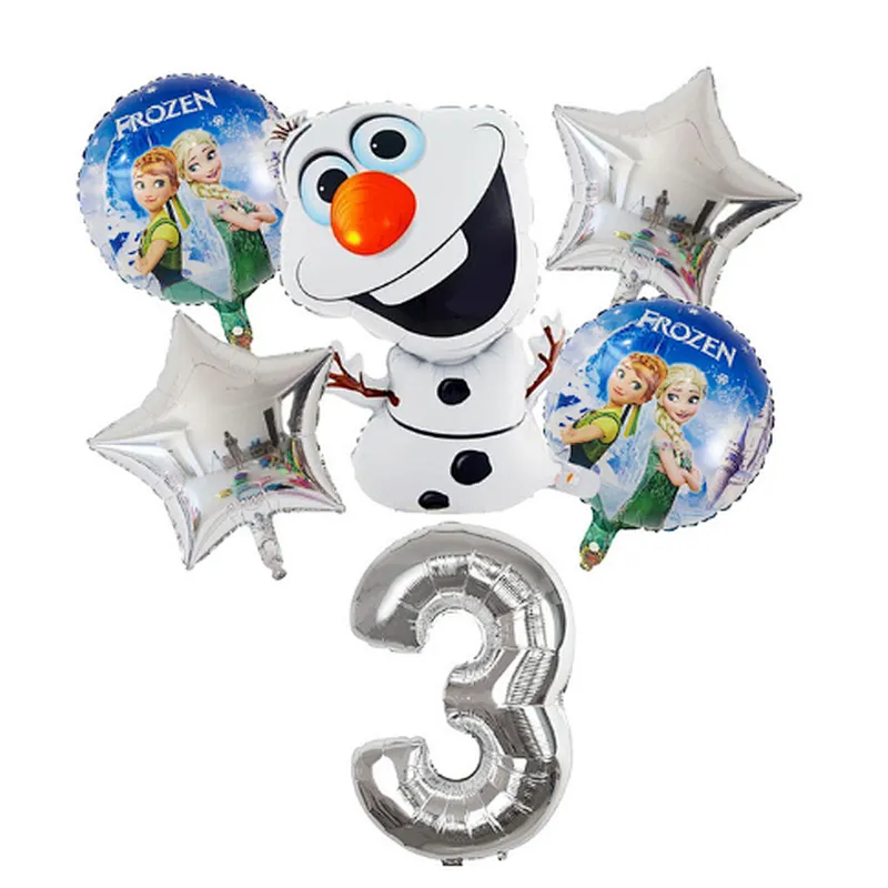 6Pcs Elsa Disney Frozen Princess Helium Balloons Number Baby Shower Girl Foil Globos Birthday Party Decorations Kids Toys Gift