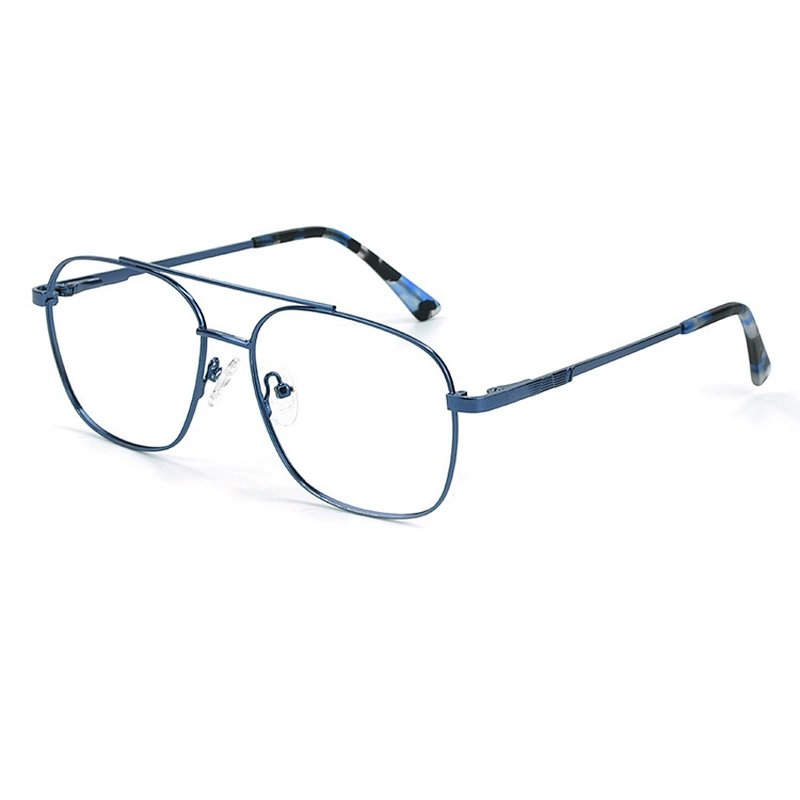Double bridge big frame eyeglasses men retro gold temple oversized optical glasses