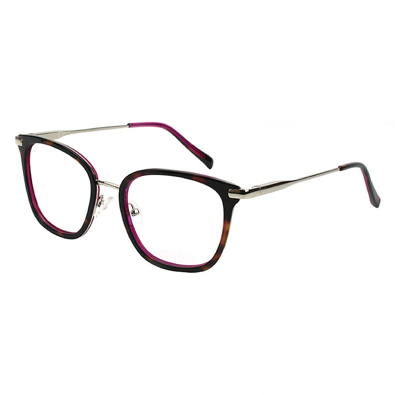 Innovative transparent acetate metal glasses frames square style eyeglassses frames optical blue light blocking glasses