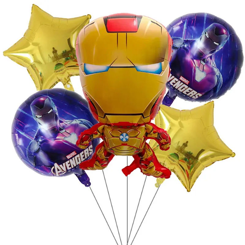 Wholesale Children Birthday Party Decoration Cartoon Foil Balloon Iron Man Spiderman 5PCS Set