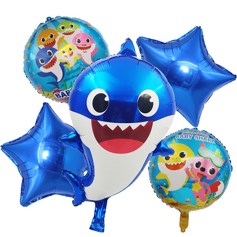 5pcs baby shark aluminum foil balloon sea animal theme birthday party decoration cartoon balloon set
