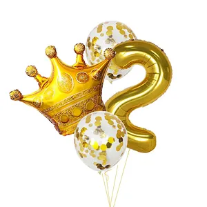 4pcs Gold Crown Confetti Balloons Globos 30 inch Number children birthday party Celebration Decoration Toy balloon
