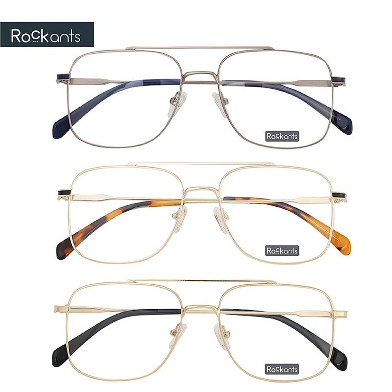 classic double bridge men eyeglasses care products square metal
