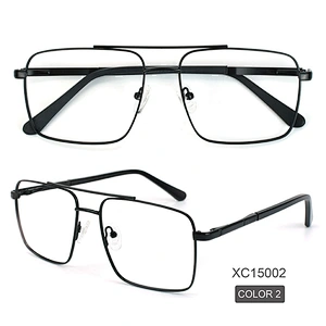 Squared double bridge eyeglasses frame metal optical frames oversized
