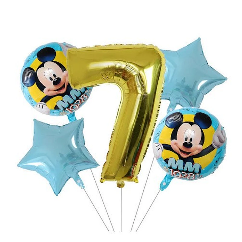 5pcs 18inch Mickey Minnie Foil Balloons Set Pink Gold 30inch Number Globos Baby Shower Kids Happy Birthday Party Decoration Toys