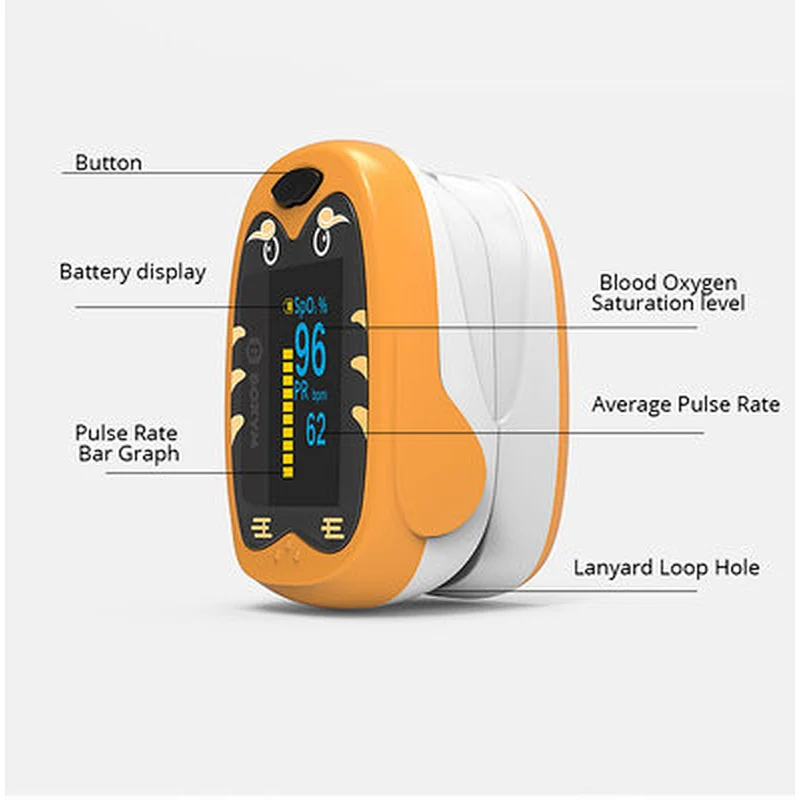 Rechargeable Home Finger Pulse Oximeter OLED Screen Blood Oxygen Saturation Heart Rate Monitor