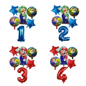 6pcs Super Mario Balloon Latex Mario Bros Balloons For 1 2 3 4 5 6 Birthday Party Decor Baby Shower Lugis Mario Ballons Kids Toy