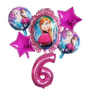 6Pcs Elsa Disney Frozen Princess Helium Balloons Number Baby Shower Girl Foil Globos Birthday Party Decorations Kids Toys Gift