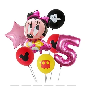 7pcs Cartoon Mickey Minnie Mouse Foil Balloons Set Globos For Baby Shower Kids Happy Birthday Party Decorations