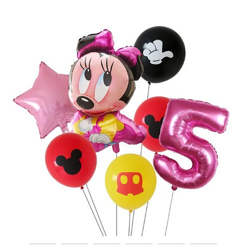 7pcs Cartoon Mickey Minnie Mouse Foil Balloons Set Globos For Baby Shower Kids Happy Birthday Party Decorations