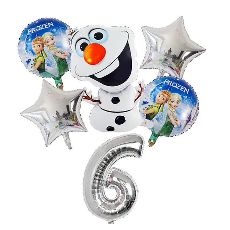 6Pcs Elsa Disney Frozen Princess Helium Balloons Number Baby Shower Girl Foil Globos Birthday Party Decorations Kids Toys Gift