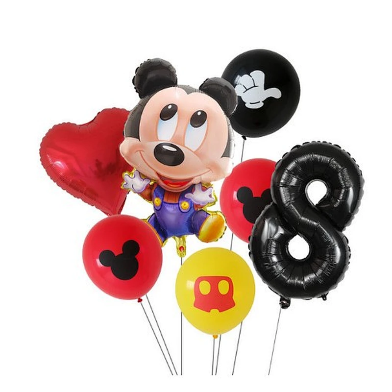 7pcs Cartoon Mickey Minnie Mouse Foil Balloons Set Globos For Baby Shower Kids Happy Birthday Party Decorations