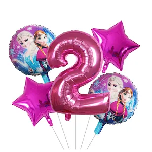 5Pcs Number Balloon Elsa Anna Disney Frozen Princess Helium Balloons Baby Shower Girl Globos Birthday Party Decoration Kids Toys