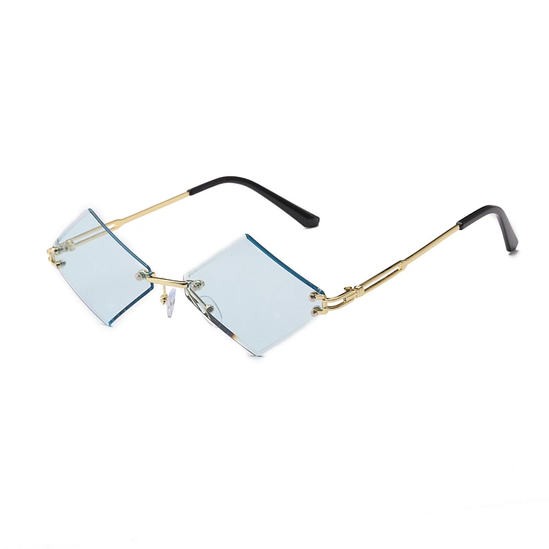 rhombus sunglasses women men rimless vintage gift party unisex fashion rhombus sunglasses UV400
