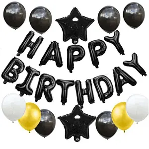 Happy Birthday Set With Foil Banner Balloon And Latex Ballon For Birthday Party Decorations