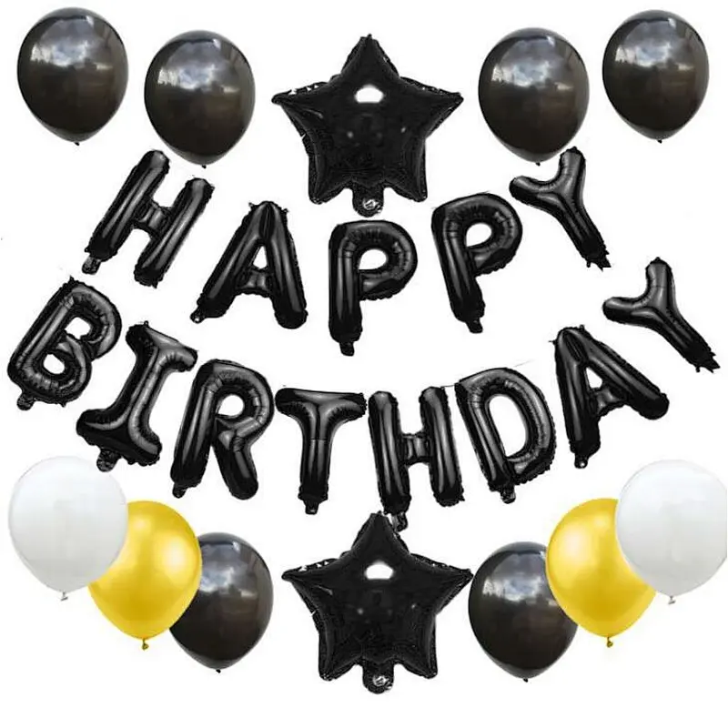 Happy Birthday Set With Foil Banner Balloon And Latex Ballon For Birthday Party Decorations