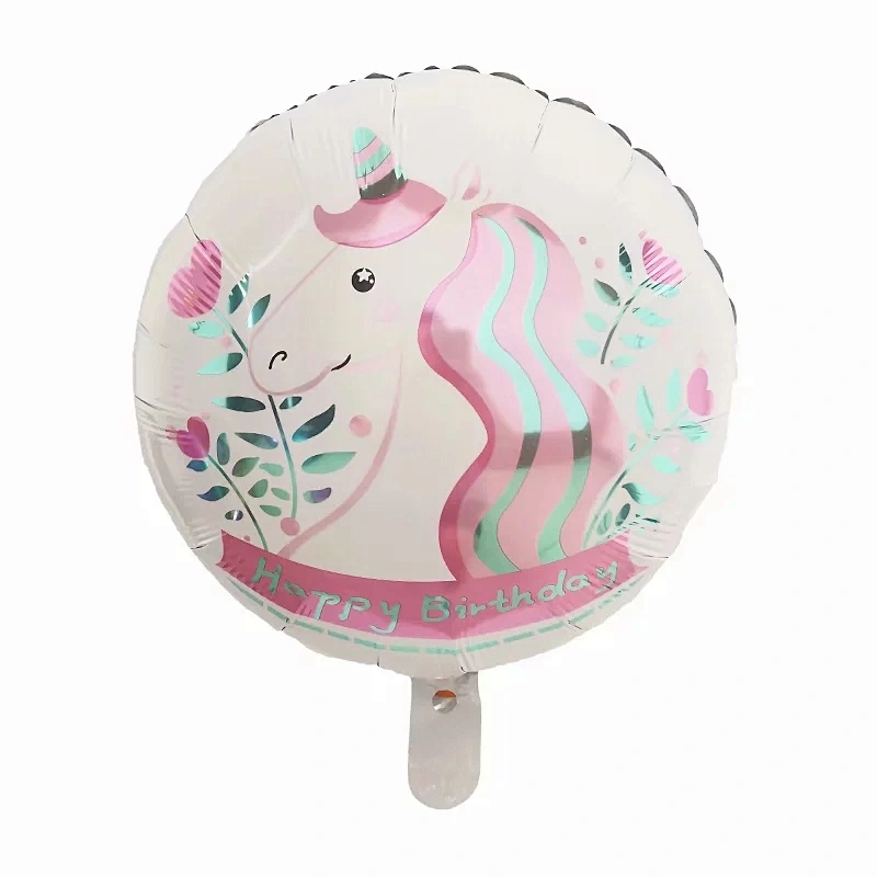 Hot Sale Birthday Party Decoration Balloon 18 Inch Round Shape Unicorn Foil Balloon