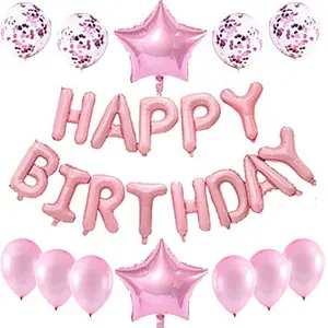 Happy Birthday Set With Foil Banner Balloon And Latex Ballon For Birthday Party Decorations