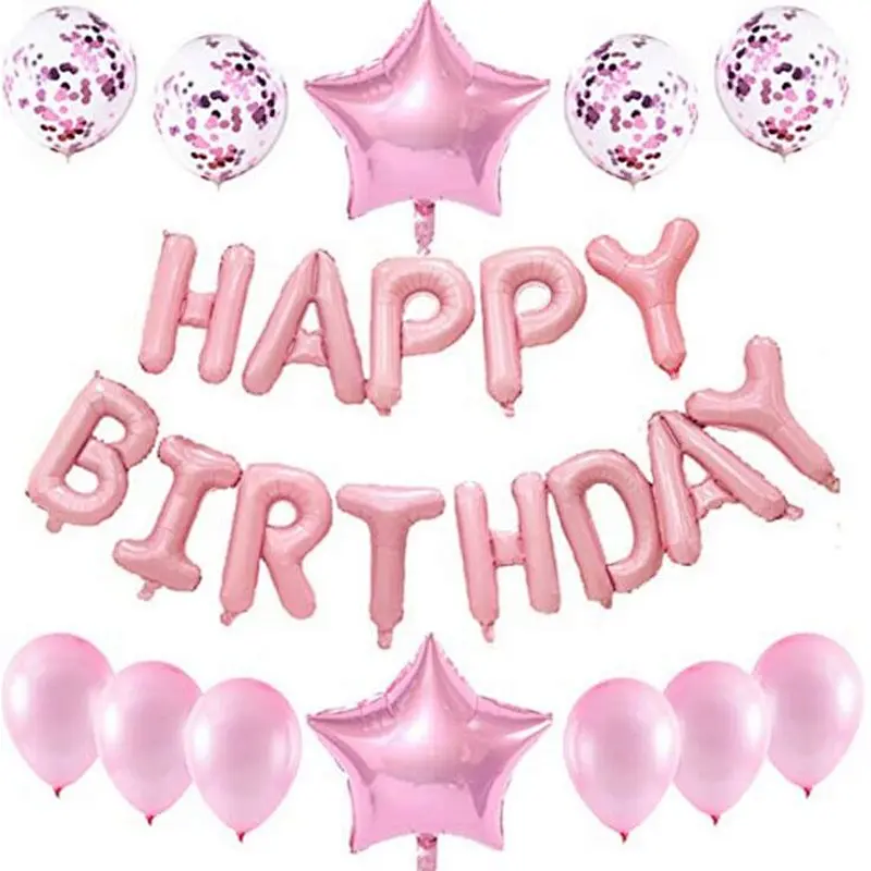 Happy Birthday Set With Foil Banner Balloon And Latex Ballon For Birthday Party Decorations