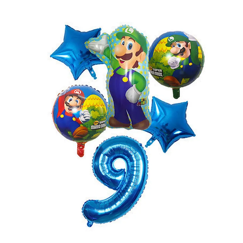 6pcs Super Mario Balloon Latex Mario Bros Balloons For 1 2 3 4 5 6 Birthday Party Decor Baby Shower Lugis Mario Ballons Kids Toy