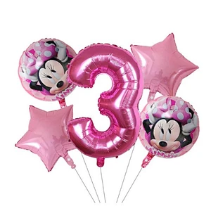 5pcs 18inch Mickey Minnie Foil Balloons Set Pink Gold 30inch Number Globos Baby Shower Kids Happy Birthday Party Decoration Toys