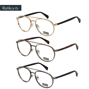 Hot selling classic round metal optical frame double bridge wide rim wire frames eyeglasses frames