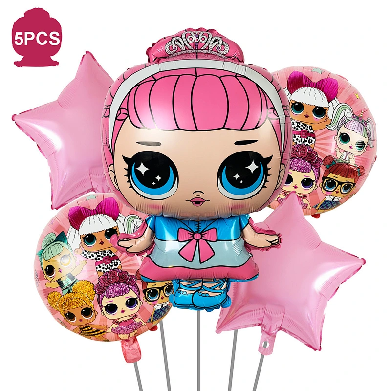 Amazon Surprise Doll Theme Set Aluminum Foil Balloon LOL Cartoon Shape Kids Toy Balloon Birthday Party Decoration