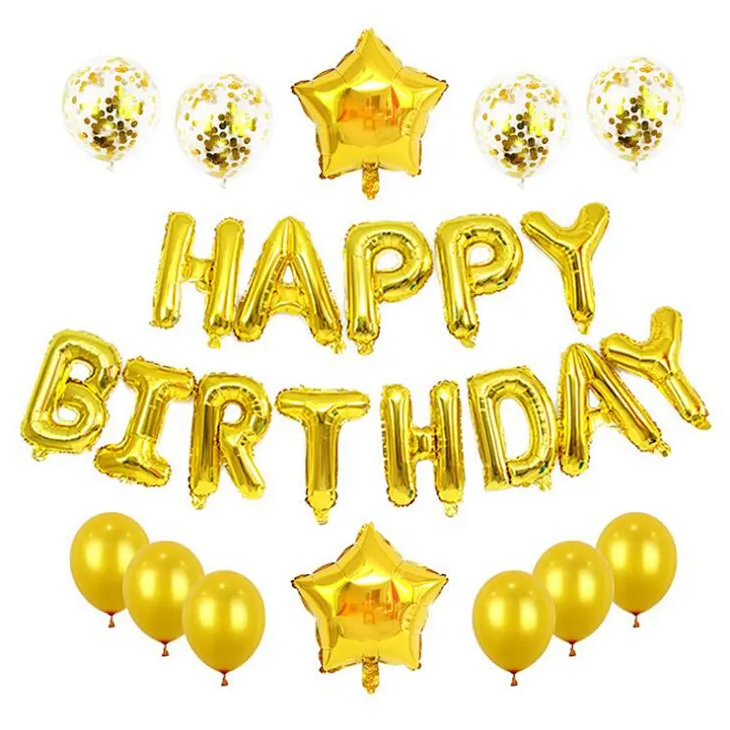 Happy Birthday Set With Foil Banner Balloon And Latex Ballon For Birthday Party Decorations
