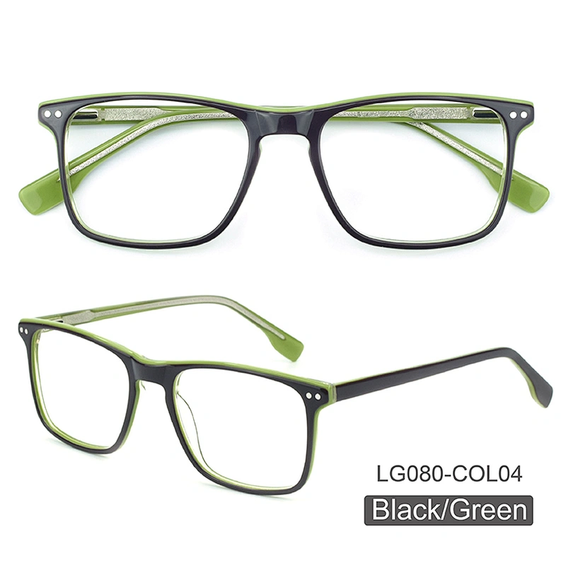 Acetate Men Patchwork Italy Design Rectangle Eye Glasses Clear Lens Optical Frames Spectacles