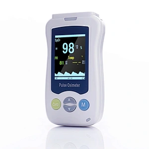 Hand-held pulse oximeter for adults, children and newborns with finger clip pulse oximetry monitor