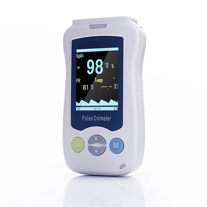 Hand-held pulse oximeter for adults, children and newborns with finger clip pulse oximetry monitor