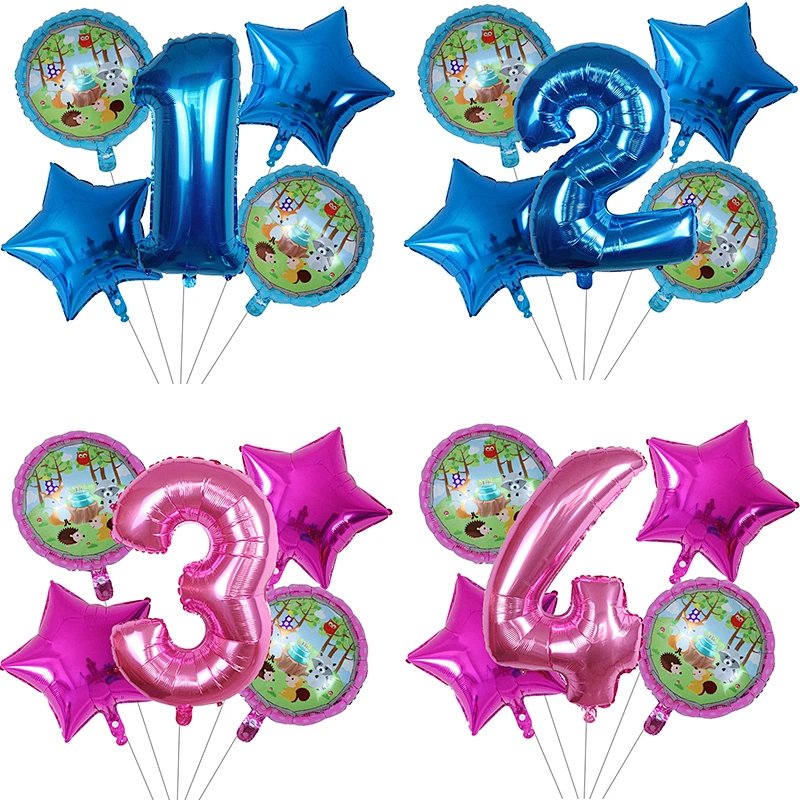 Animal Balloon Set With Animal Print Balloon And Number Star Shape Foil Balloons Animals Party Decorations