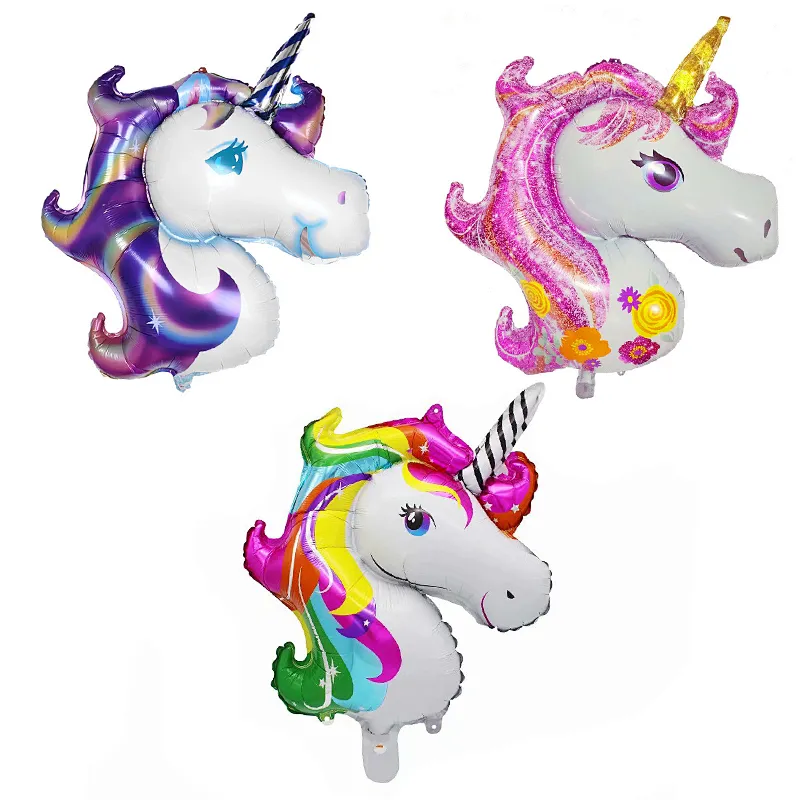 Cartoon interesting unicorn head shape Aluminum Foil helium balloon for Kids Unicorn Party Wedding Birthday Party Decorations