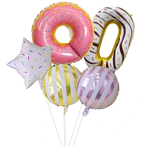 Donut Birthday Party Decorations Mylar Balloon Donut Globos Theme Party Supplies Baby Shower Home Decoration Birthday Backdrop