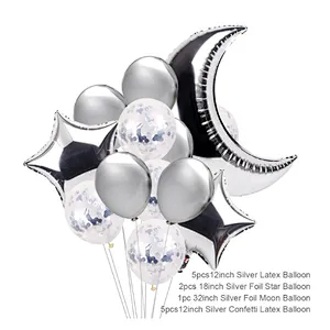 Moon star foil balloon and latex balloon for Eid mubarak ramadan decorations muslim festival atmosphere decoration eid latex balloon set