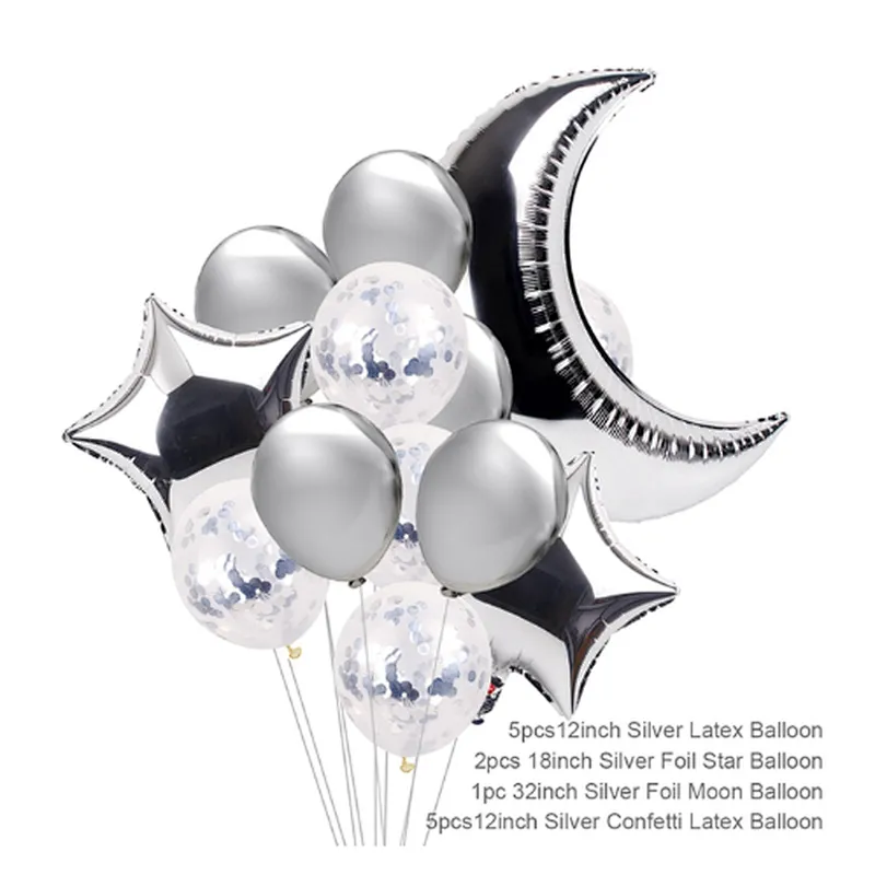 Moon star foil balloon and latex balloon for Eid mubarak ramadan decorations muslim festival atmosphere decoration eid latex balloon set