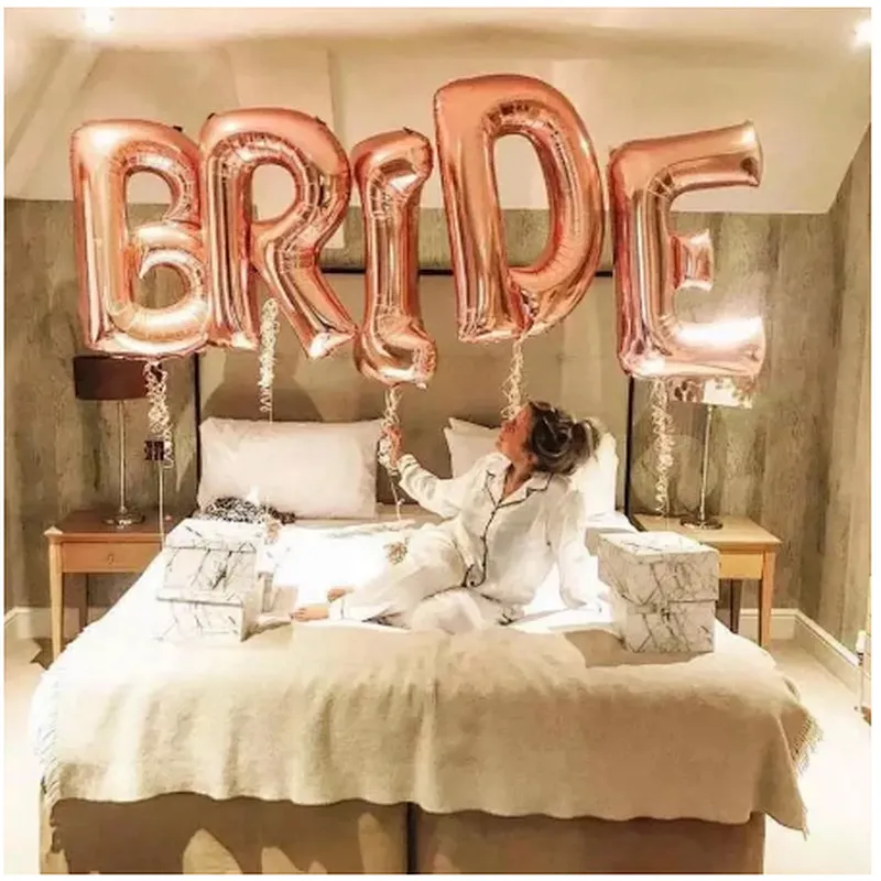 16Inch 32Inch 5Pcs Rose Gold Bride To Be Letter Foil Balloon Wedding Decoration Baby Shower Valentines Day Party Bride Balloon Gift Supplies
