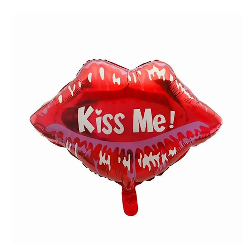 Whosale Multiple Style Weeding Decoration Foil Balloons Red Heart Love Letter Lip Inflatable Aluminum Film Balloon For Happy Valentines Day Bride Shower Decoration