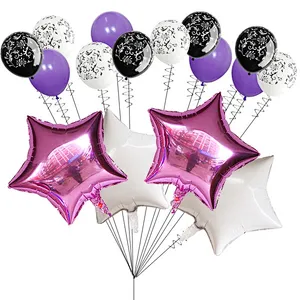 Hot Sale Birthday Party Decoration 18 Inch Foil Star Balloon 12 Inch Printed Latex Balloon Set