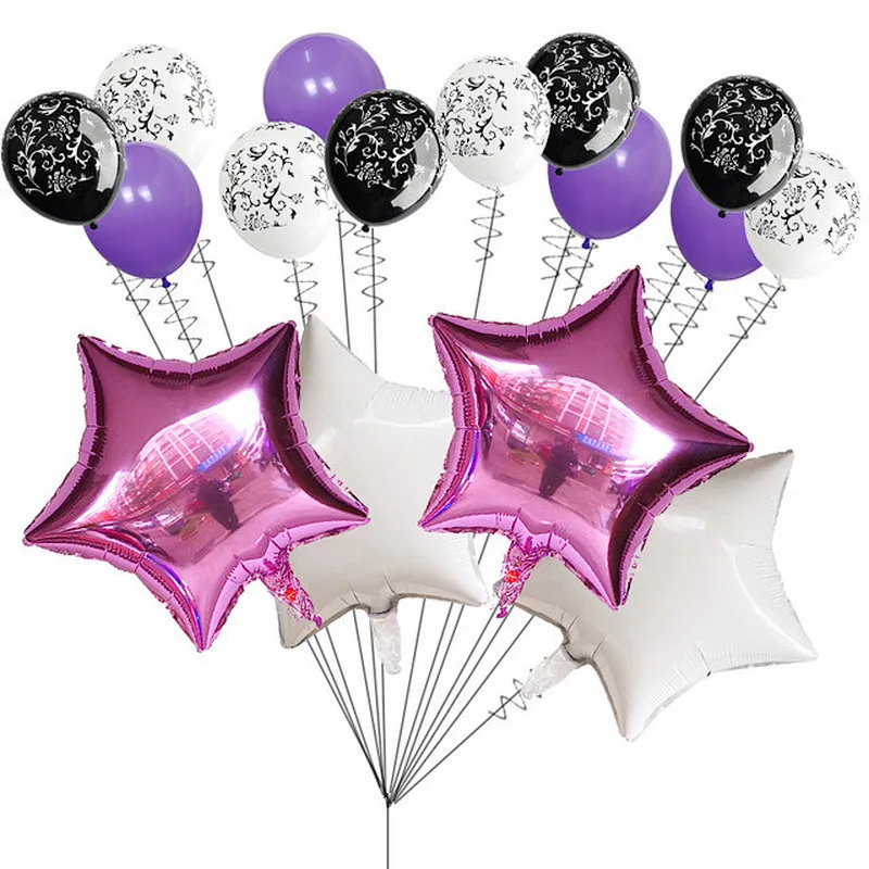 Hot Sale Birthday Party Decoration 18 Inch Foil Star Balloon 12 Inch Printed Latex Balloon Set