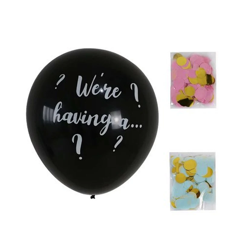 36 Inch Black Gender Reveal Balloon Boy or Girl Gender Reveal Party Latex Balloons Baby Decorations Confetti Balloon Supplies