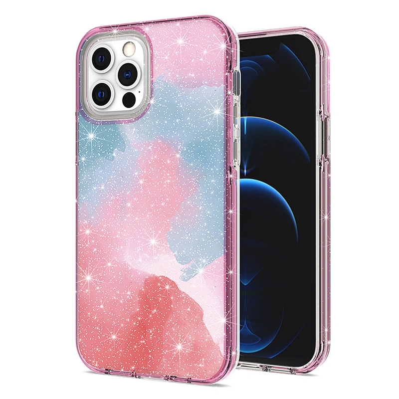 Luxury high relief custom printing glitter cell mobile phone cover case for IPhone 13 Pro Max 12S
