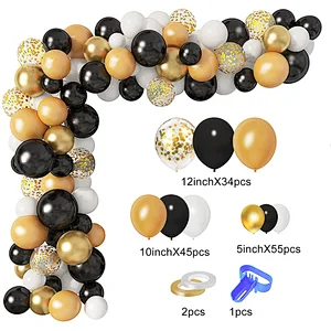 137Pcs Metallic Confetti Latex Balloons Arch Garland Kit for Men Women Birthday Party Graduation Anniversary Wedding Decorations