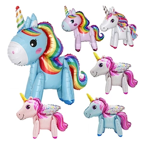 3D assembled standing unicorn scene decoration aluminum balloon children's birthday decoration