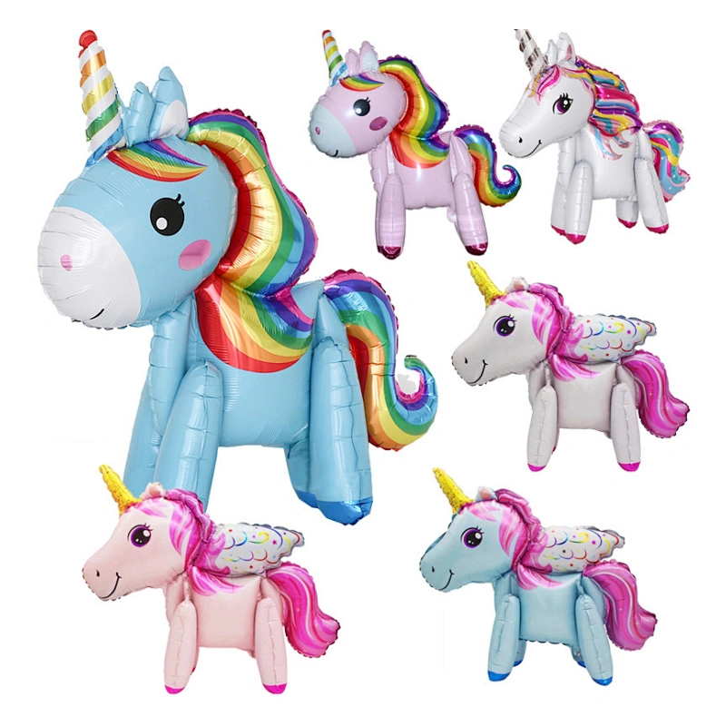 3D assembled standing unicorn scene decoration aluminum balloon children's birthday decoration