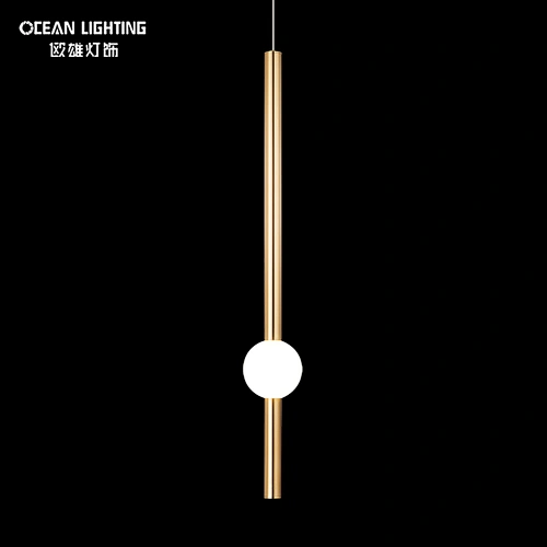 Modern Simple Glass Iron Vertical Straight Tube Ball Give Out Light 60CM 10W LED Chandeliers