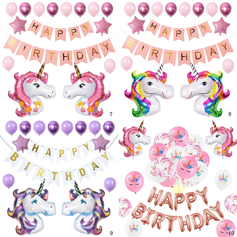Cartoon Unicorn Head Foil Mylar Helium Balloons Hot Sell Mini Medium New Design Large Size for Kids Girls Birthday