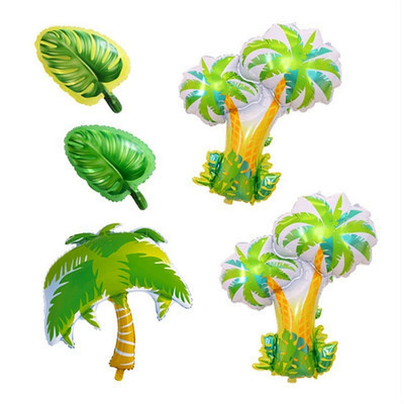 Coconut Palm Tree Foil Balloons green Leaves Shaped Foil Balloons for Hawaiian Luau Party Summer Theme Decoration globos